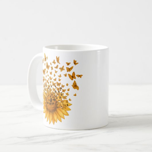 Den Tag mit Sonnenblumen verlängern Kaffeetasse (Vorderseite Links)