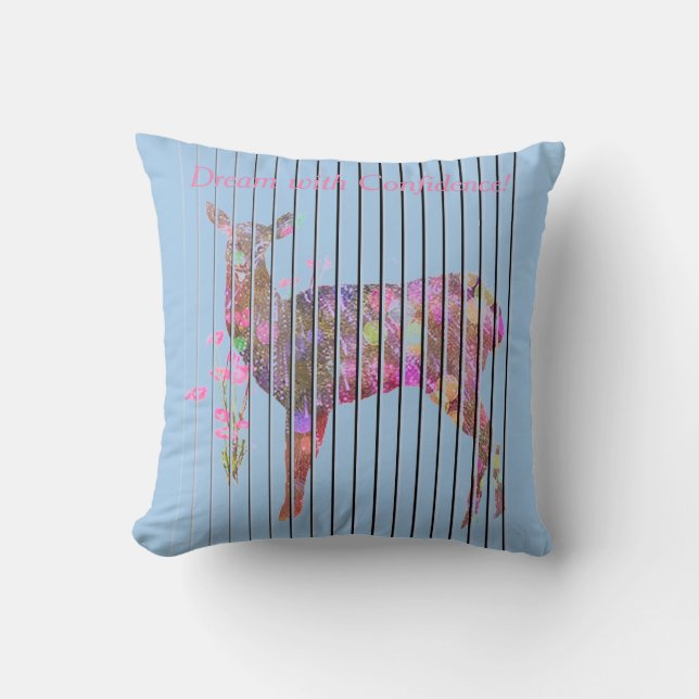 Den Traum mit Hirsch, Blume Kissen (Vorderseite)