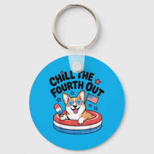Den Vierten Kalt Cute Corgi Patriotisch 4. Schlüsselanhänger