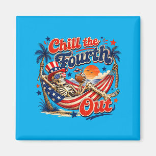 Den Vierten kalt Patriotisches Skelett Strand Magnet