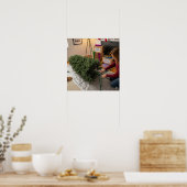 Den Weihnachtsbaum auf den Stand bringen Poster (Küche)