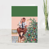 Den Weihnachtsbaum schneiden Feiertagskarte (Vorderseite)