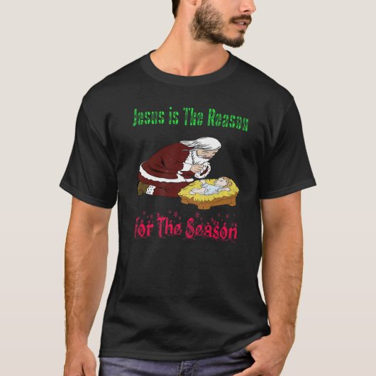 Den Weihnachtsmann mit Jesus T- Jesus zu knettiere T-Shirt (Vorderseite)