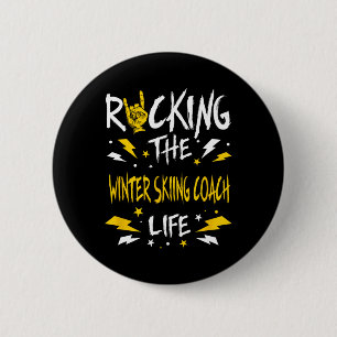 Den Winter-Ski-Trainer Rocken Lustiger Alpinski Co Button