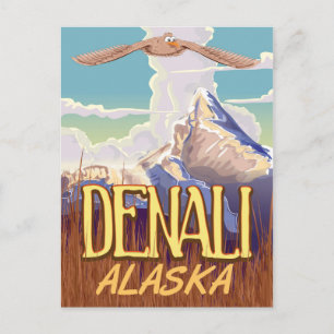 Denali Alaska Cartoon Vintage Reiseplakat Postkarte