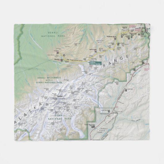 Denali (Alaska) Karten-Fleecedecke Fleecedecke (Vorderseite (Horizontal))
