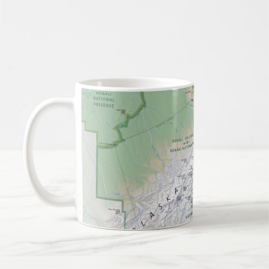 Denali (Alaska) Karten-Tasse Kaffeetasse (Links)