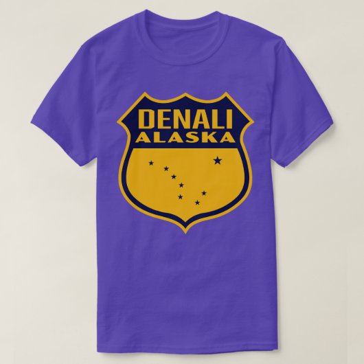 Denali Alaska Retro Shield Blue T-Shirt (Design vorne)