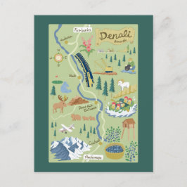 Denali Borough Map Postcard Postkarte