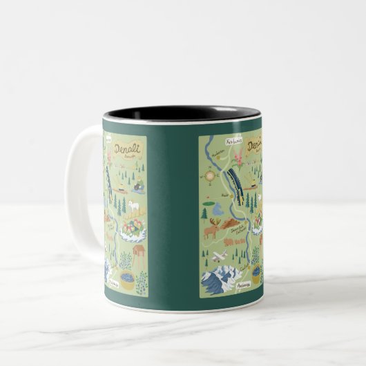 Denali Borough Map Zwei-Tone-Tasse Zweifarbige Tasse (Vorderseite Links)
