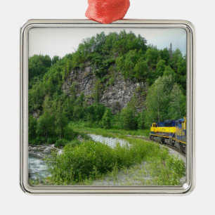 Denali Express Alaska Bahn Urlaub Fotografie Silbernes Ornament