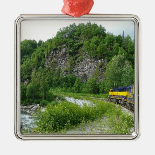 Denali Express Alaska Bahn Urlaub Fotografie Silbernes Ornament (Vorne)