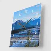Denali-Gebirgszug-Wanduhr Quadratische Wanduhr (Winkel)
