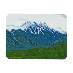 Denali mit Flüssen Alaska Abstrakte Impressionism Magnet