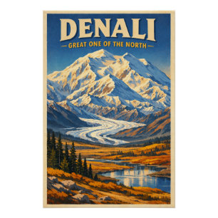 Denali (Mount McKinley), Alaska, USA Retro 2026 Poster