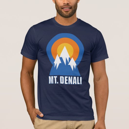 Denali Mountain Ski Sunset Retro T - Shirt (Vorderseite)