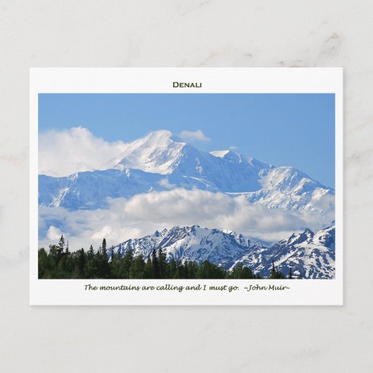 Denali / Mtnas rufen - J Muir/mit Grenze an Postkarte (Vorderseite)
