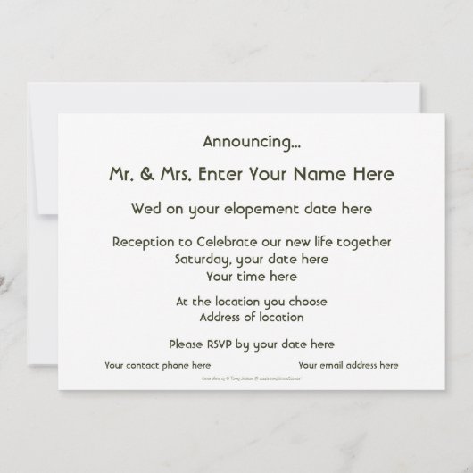 Denali: Mtns nannte - wir Eloped! Einladung (Rückseite)