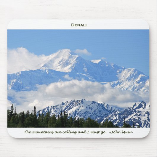 Denali/Mtns nennen-J Muir/mit Grenze Mousepad (Vorne)