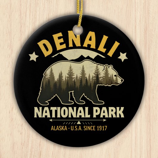 Denali National Park Alaska Forest Landscape Keramik Ornament