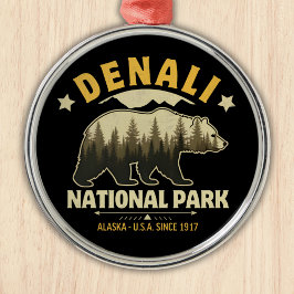 Denali National Park Alaska Forest Landscape Ornament Aus Metall