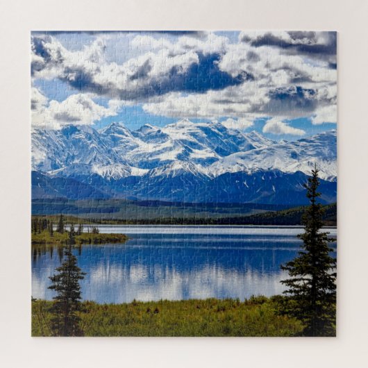 Denali National Park Alaska Himmel Wolken Berge Puzzle (Vertikal)
