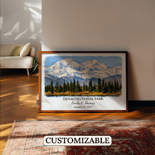 Denali National Park Alaska Poster, Aquarell Poster