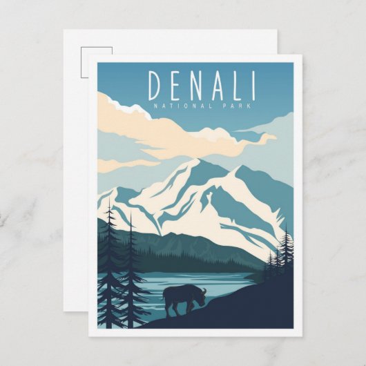 Denali National Park Alaska USA Travel Postkarte (Vorne/Hinten)