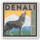 Denali National Park | Howling Wolf Aufkleber (Vorderseite)