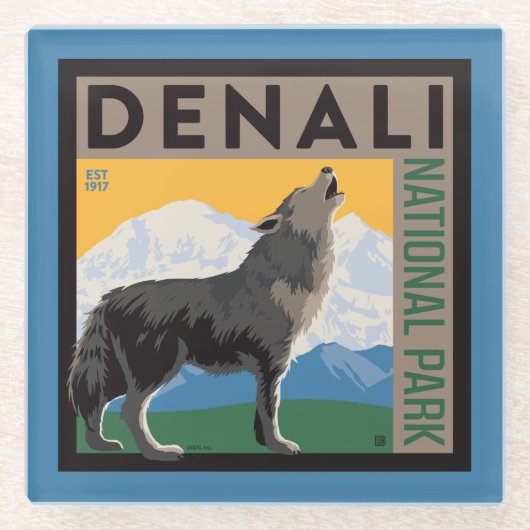 Denali National Park | Howling Wolf Glasuntersetzer (Vorderseite)