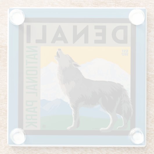 Denali National Park | Howling Wolf Glasuntersetzer (Rückseite)