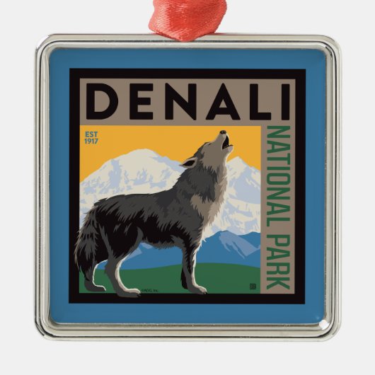 Denali National Park | Howling Wolf Ornament Aus Metall (Vorne)