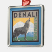 Denali National Park | Howling Wolf Ornament Aus Metall (Links)