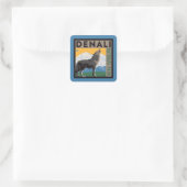 Denali National Park | Howling Wolf Quadratischer Aufkleber (Tasche)