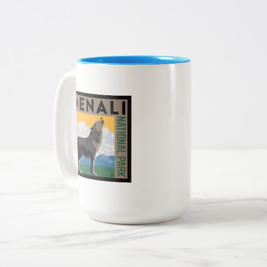 Denali National Park | Howling Wolf Zweifarbige Tasse (Vorderseite Links)