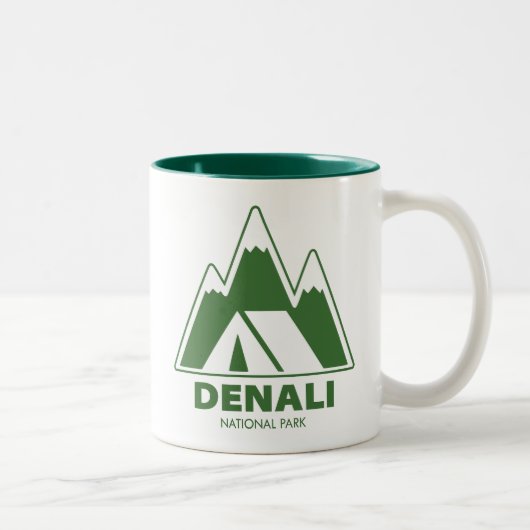 Denali National Park Mountains Camping Zweifarbige Tasse (Rechts)