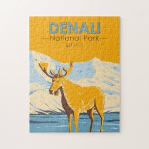 Denali-Nationalpark Alaska Elch Vintage Puzzle