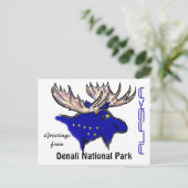 Denali Nationalpark Alaska Flagge Elch Postkarte (Stehend Vorderseite)