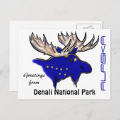 Denali Nationalpark Alaska Flagge Elch Postkarte (Vorne/Hinten)