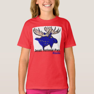 Denali Nationalpark Alaska Flagge Elche Mädchen Te T-Shirt