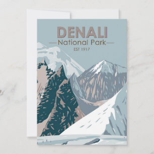 Denali-Nationalpark Alaska Mount Hunter Vintage Feiertagskarte