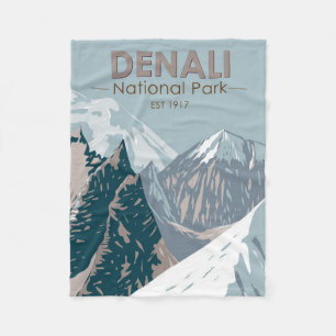 Denali-Nationalpark Alaska Mount Hunter Vintage Fleecedecke