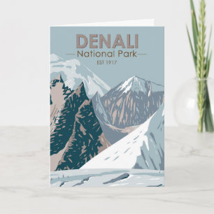 Denali-Nationalpark Alaska Mount Hunter Vintage Karte