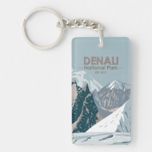 Denali-Nationalpark Alaska Mount Hunter Vintage Schlüsselanhänger