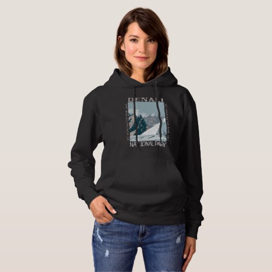 Denali Nationalpark Alaska Mount Huntington Retro Hoodie (Vorne ganz)