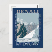 Denali Nationalpark Alaska Mount Huntington Retro Postkarte (Vorne/Hinten)