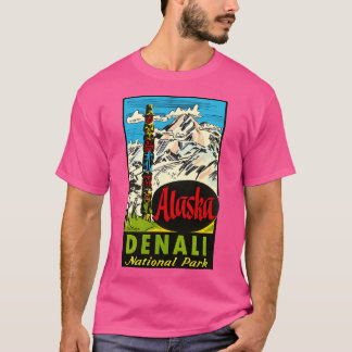 Denali Nationalpark Alaska Vintage Reise Aufkleber T-Shirt