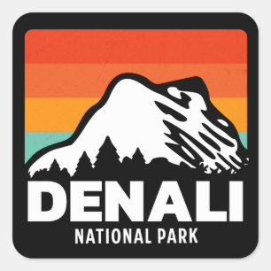 Denali Nationalpark Cool Retro Vintages Geschenk Quadratischer Aufkleber