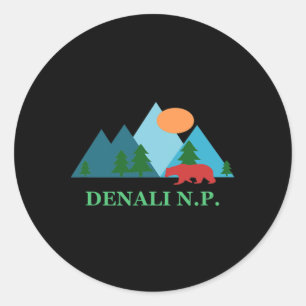 Denali-Nationalpark Naturszene Urlaubs-Souvenir Runder Aufkleber