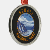 Denali Nationalpark Retro Distressed Circle Ornament Aus Metall (Rechts)